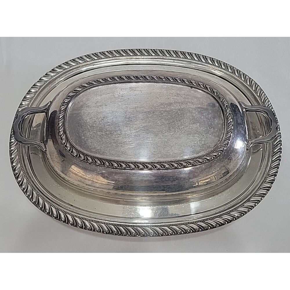 Vintage Viking EPNS Yorkshire Covered Serving Dish Silverplate V101 Oval 12"